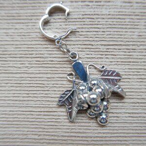 Vintage Mexico Sterling Silver Grape Cluster Pendant & Choker Necklace